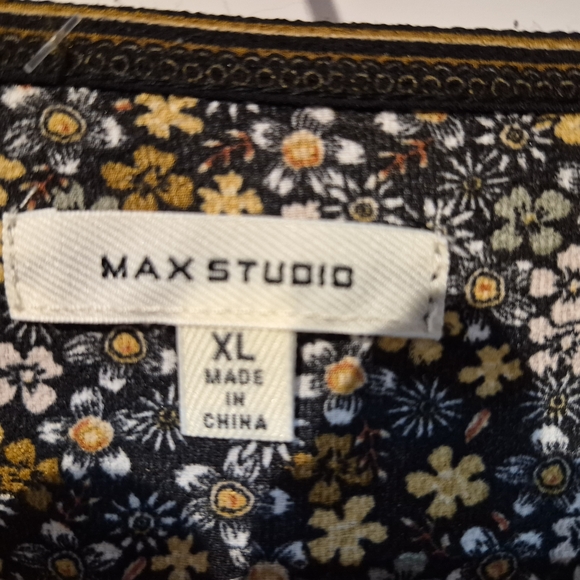 Max Studio Elegant Black Floral Wrap Dress - Picture 2 of 8